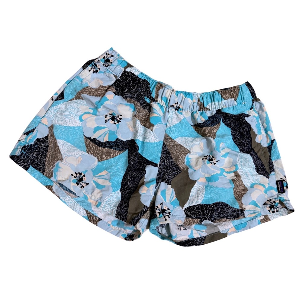 Patagonia Womens Baggies Shorts Blue Floral Abstract Print Size S Activewear